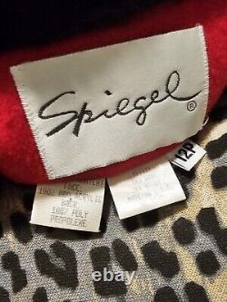 Spiegel Overcoat Women Size 12P Red Vintage Wool Faux Fur Classic