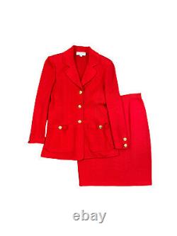 St. John Classic Womens Vintage Marie Gray Red Skirt Blazer Suit