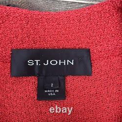 St. John Collection Red Button Up Size 2 Made In USA Vintage