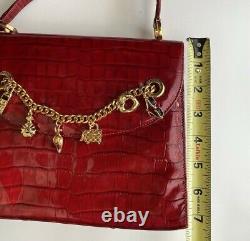 St John Resort Vintage Red Patent Leather Crocodile Embossed Handbag Charms NEW
