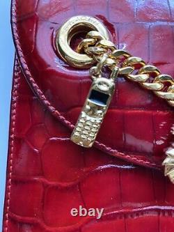 St John Resort Vintage Red Patent Leather Crocodile Embossed Handbag Charms NEW