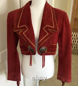 Superb Vintage Anna Sui Cropped Suede Leather Western Style Jacket