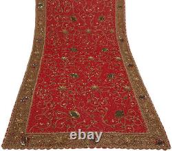 Sushila Vintage Red Heavy Dupatta Blend Georgette Hand Beaded Long Stole Scarves