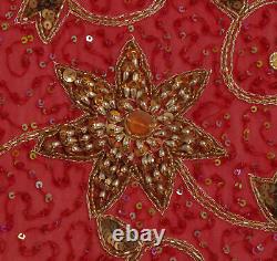 Sushila Vintage Red Heavy Dupatta Blend Georgette Hand Beaded Long Stole Scarves