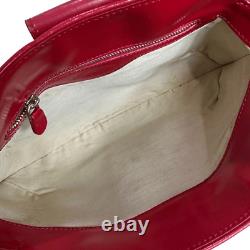 TOD'S VTG Authentic Y2K Red & Linen Shoulder Baguette Curved Leather Handbag