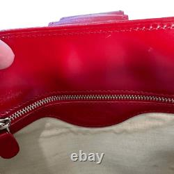 TOD'S VTG Authentic Y2K Red & Linen Shoulder Baguette Curved Leather Handbag