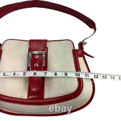 TOD'S VTG Authentic Y2K Red & Linen Shoulder Baguette Curved Leather Handbag