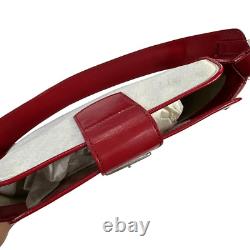 TOD'S VTG Authentic Y2K Red & Linen Shoulder Baguette Curved Leather Handbag