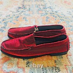 TODS Vintage Red Fabric Nylon Driving Loafer Slip On Shoes Women's EU 37.5/6.5