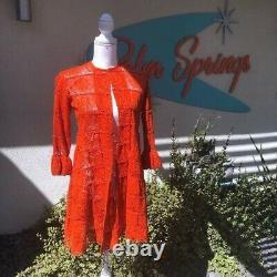 Tachi Castillo Jacket Size 6 Womens Vintage Orange Red Crochet Ruffle Sleeves