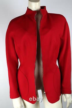 Thierry Mugler Vintage 80s / 90s Red Wool Peplum Blazer Jacket Size 40