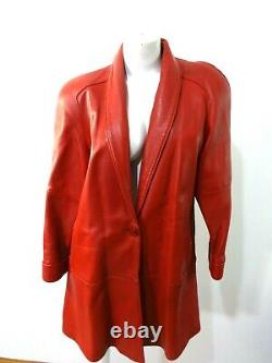 Tibor Womens Vintage 1974 Red Leather Coat Size M