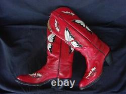 Tony Lama Vintage Red Butterfly Cowboy Boots Size 27,5 US 9,5- 10