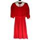 Townhouse Dress Vintage Pleated Dress Women's Collar 1970s Chiffon Vtg Red Sz 12