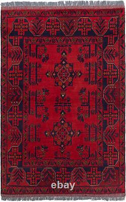 Traditional Hand-knotted Vintage Tribal Carpet 3'2 x 4'10 Bordered Wool Rug