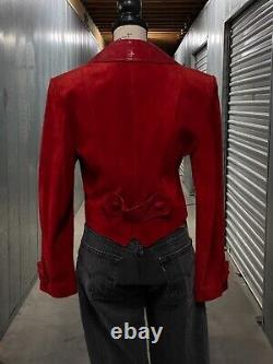 True Vintage Cache 80s Lipstick Cherry Red Suede Leather Jacket Size M Exc Cond