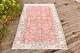 Turkish Rug 3.7'x6.3' Vintage Red Distressed Medallion Design Wool Rug 113x193cm