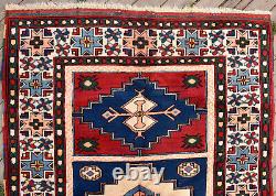 Turkish Rug 4x6 Rug Handwoven Kars Carpet 127x192cm Natural Wool Vintage Red Rug