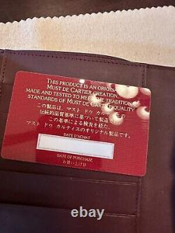 Unused womens Authentic Cartier Vintage Wallet Leather burgundy/bordeaux