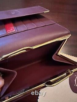 Unused womens Authentic Cartier Vintage Wallet Leather burgundy/bordeaux
