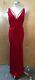 Valentino Vtg Red Deep V Embellished Beaded Neck Sleeveless Maxi Slip Dress 42/6