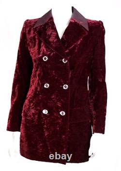 VALENTINO Vintage Burgundy Crushed Velvet Double-Breasted Evening Jacket 6