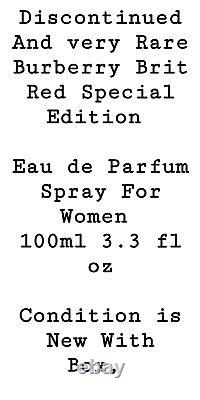VERY RARE! DISCONTINUED! VINTAGE Burberry Brit Red 3.3oz Women's EAU de Parfum