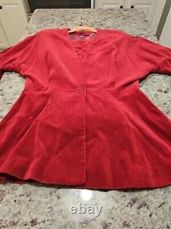 VINTAGE 1990 SISLEY MADE IN ITALY/ ALL-TIME CLASSIC/ Deep Red Velvet Suit/Medium