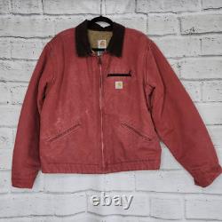 VINTAGE Carhartt Jacket Womens XL Pink Red Detroit Blanked Lined Canvas J097