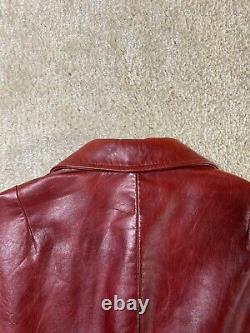 VINTAGE GAP Women Leather Jacket Red Medium Oxblood Blazer Dark 90s Y2K