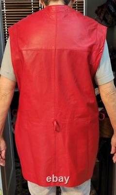 VINTAGE RED LEATHER Echtes Leder Womens Belted Vest / Tunic (Gucci Look)