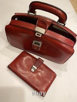 VINTAGE Red Bosca Matching Handbag And Wallet Made In Italy Clutch Purse Leather