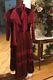 Vintage Red Victorian Velvet Velour Maxi Dress Sz S