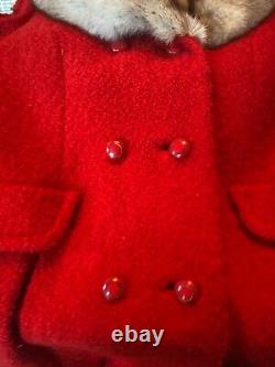 VINTAGE Rubel Originals Union label Women Red MEDIUM Winter Coat with Fur Collar