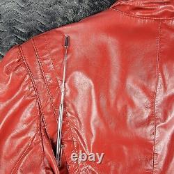 VINTAGE Wilsons Leather Jacket Womens Medium Sz 10 Red Cropped Biker 80s Retro