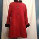Vintage Red Virgin Wool Cashmere Over Coat Admyra Uk 14 Made In The England
