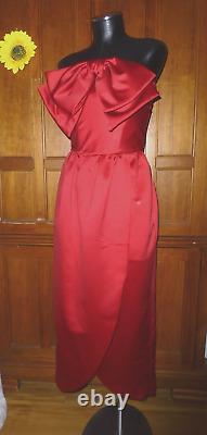 VTG 80s LILLIE RUBIN Red Satin Bow corset Formal Evening Strapless Corset DRESS