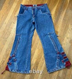 VTG 90s Macgirl Blue Red baggy Rave Skater Pants Jeans RARE Macgear JNCO SZ 15