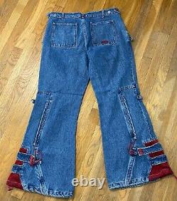 VTG 90s Macgirl Blue red baggy Rave Skater Pants Jeans RARE Macgear JNCO SZ 15