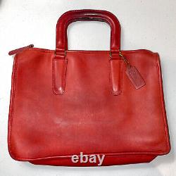 VTG Coach Red Leather Handle Portfolio Bag Satchel