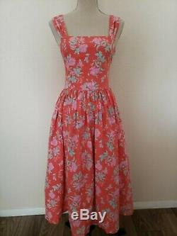 VTG LAURA ASHLEY Dress Vintage 80s 90s Sz 12 Red Floral French Country Sundress