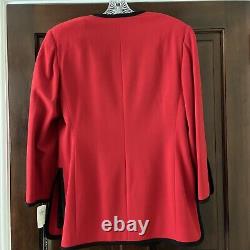 VTG Linda Allard Ellen Tracy Red Wool Jacket withBlack Trim Size 16 ($435 MSRP)