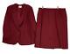 Vtg Pendleton Suit Skirt Blazer Plus 20w Virgin Wool Dark Red Womens Lined 2 Pc