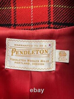 VTG Pendleton Wool Tartan Plaid Coat Long Lined S-M see Measurements