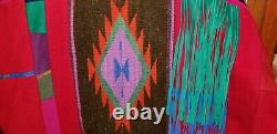 VTG Santa Fe ReCreations Long Coat Red Wool Leather Southwestern Fringe Tribal