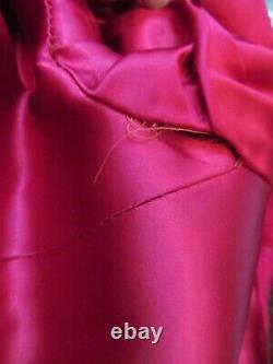 VTG Stevens Hockanum Dbl Breasted Long Red Wool Boucle Coat Mink Collar S/M