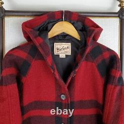 VTG WOOLRICH Size Large Womens Made in USA Wool Buffalo Plaid Long Parka Coat