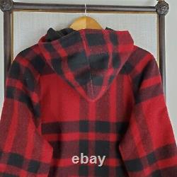 VTG WOOLRICH Size Large Womens Made in USA Wool Buffalo Plaid Long Parka Coat