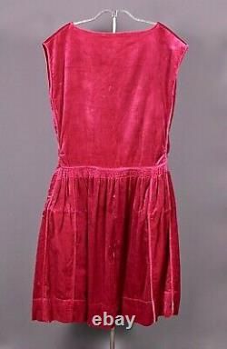 VTG Women's 20s Magenta / Red Velvet Dress Sz L 1920s