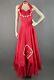 Vtg Women's 50s Long Red Halter Neck Gown Sz Xs 1950s Maxi Dress